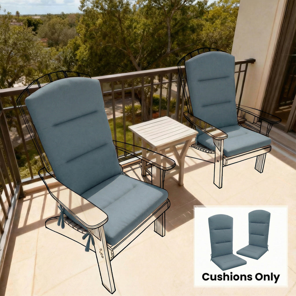 Patio Chair Cushion for Adirondack Chairs Replacement Cushion with Back and Ties, Dark Grey