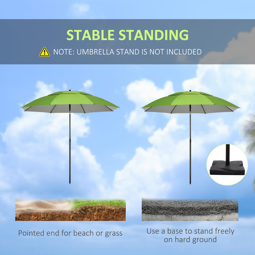 6.6ft Arched Beach Umbrella, Angle Adjustable Patio Umbrella with Steel Frame, Carry Bag, UV30+ Outdoor Umbrella, Green