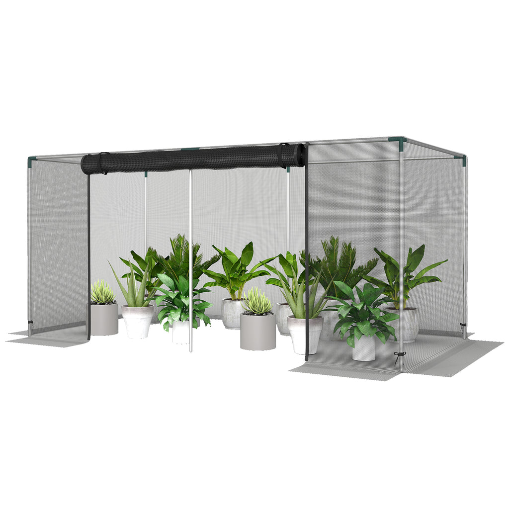 Galvanized Steel Crop Cage, Plant Protection Tent with Zippered Door, 8' x 4', Black