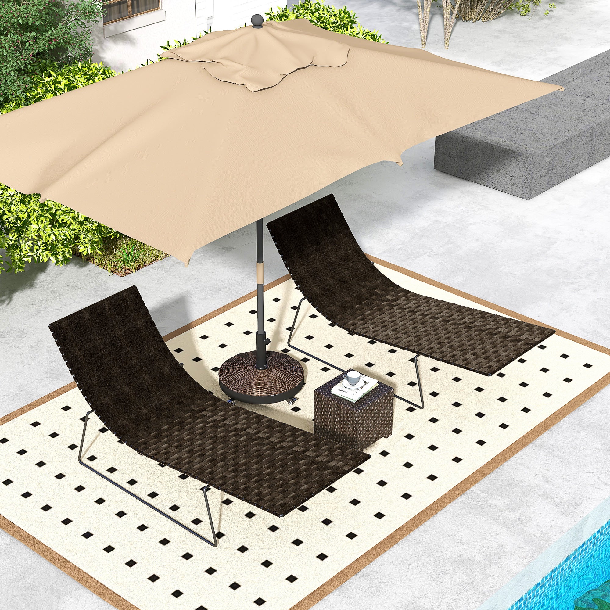 20.5" Round Parasol Base Resin Patio Umbrella Base Garden Parasol Holder Outdoor Offset Weight Stand with Wheels Bronze