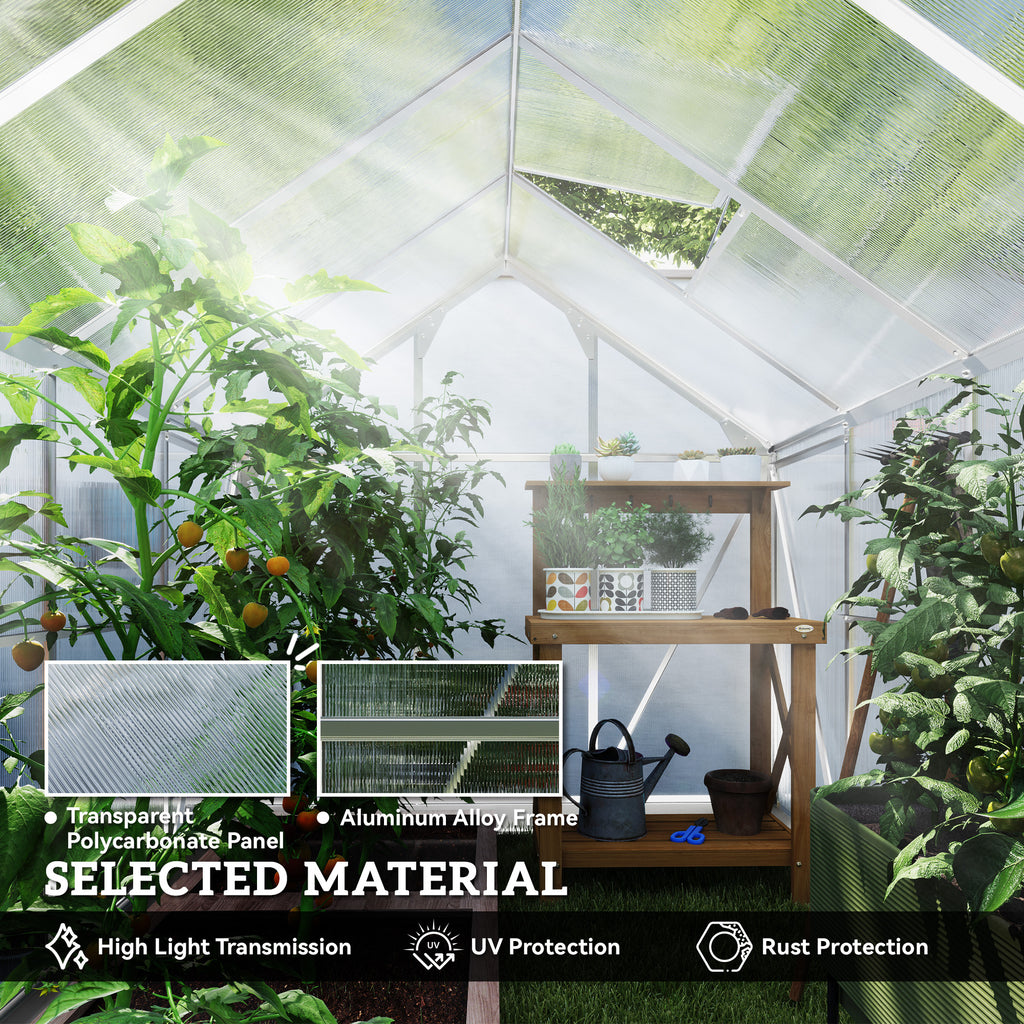 6' x 10' x 6.6' Polycarbonate Greenhouse, Walk-In Green House Kit Garden, Plants Grow, Galvanized Sheet Aluminum Frame
