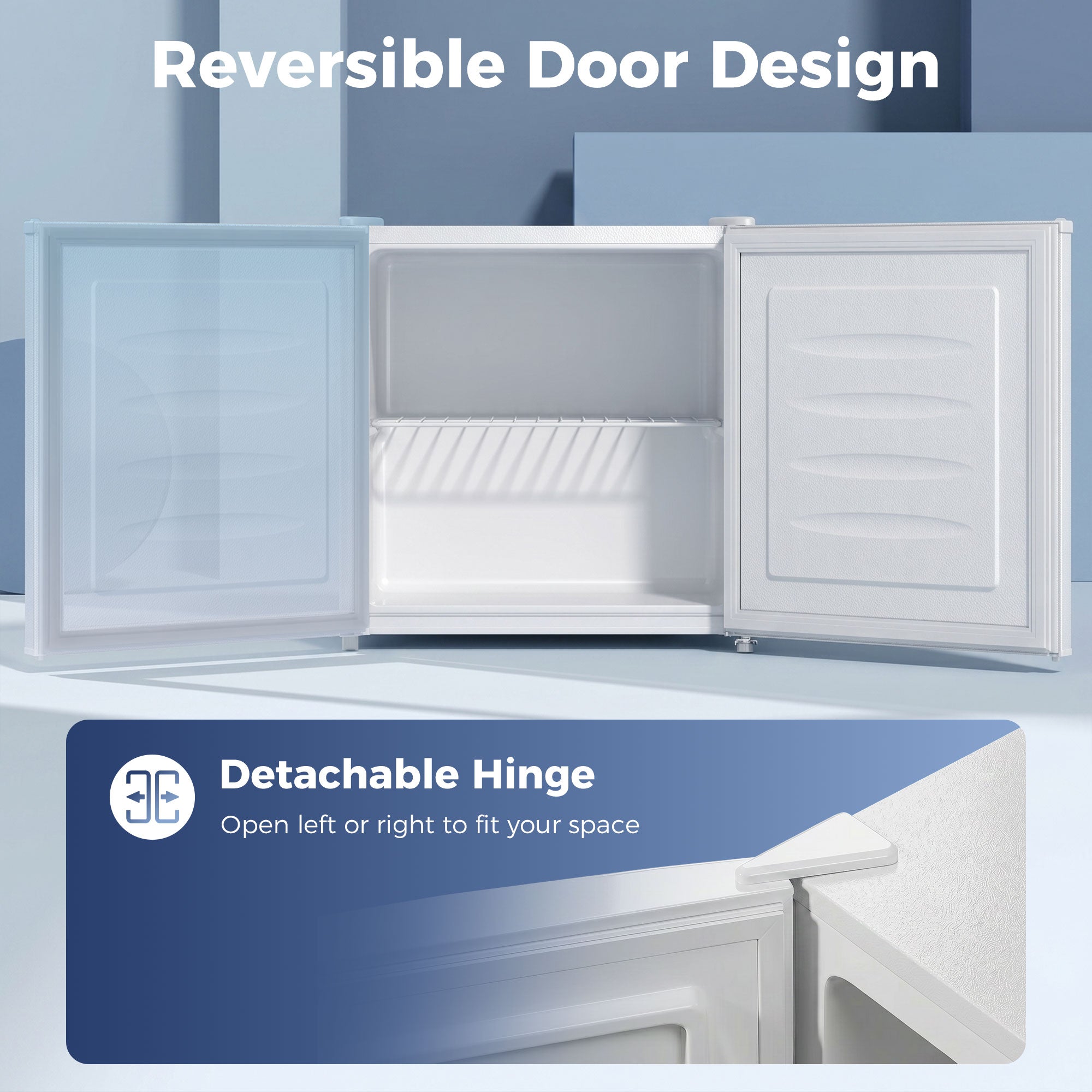 1.1 Cu. Ft. Mini Freezer, Compact Upright Freezer with Reversible Door, Removable Shelf, Adjustable Temperature, White