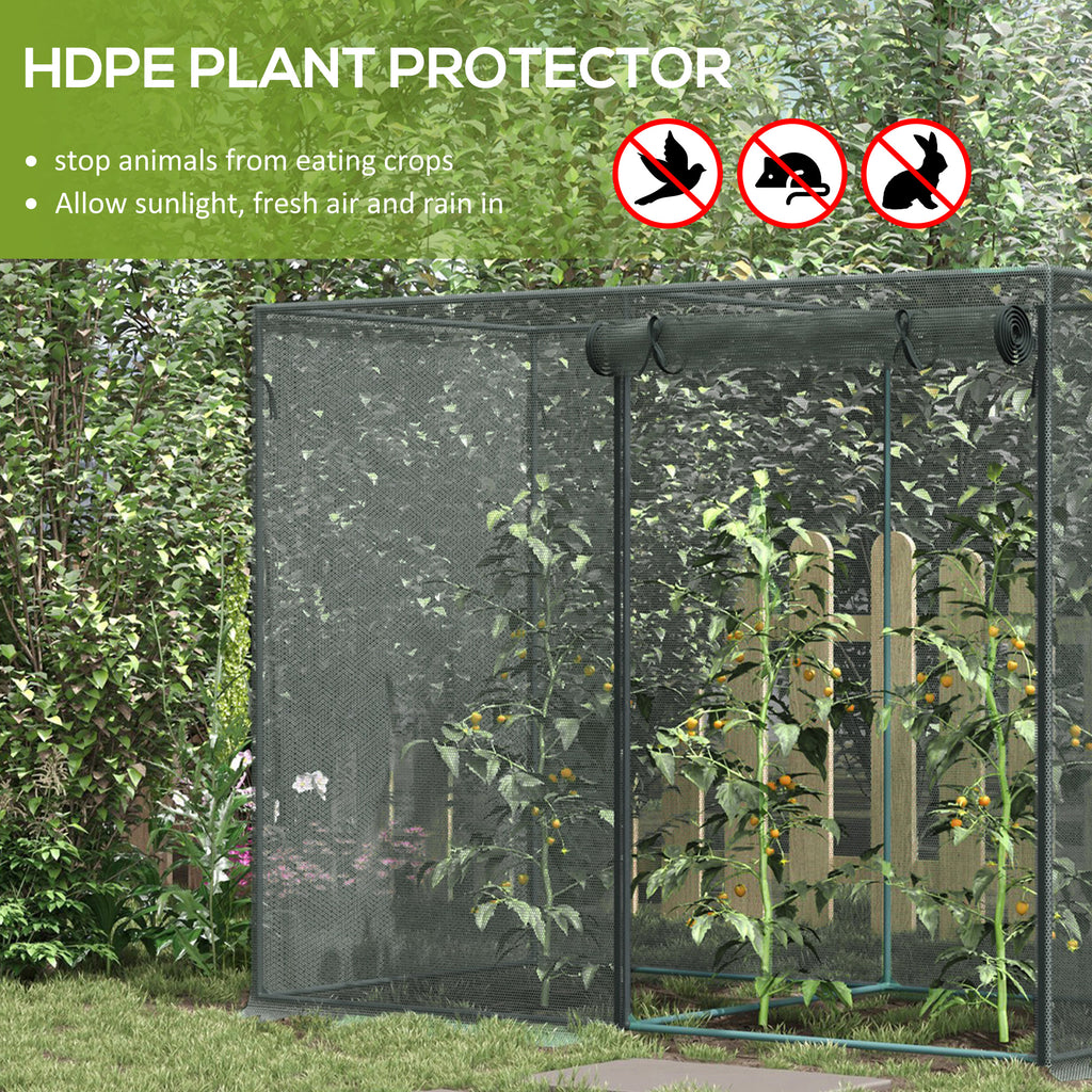 6.5 x 3.3ft Crop Cage, Garden Plant Protector with Single Zippered Door, Storage Bag and Ground Stakes, Black