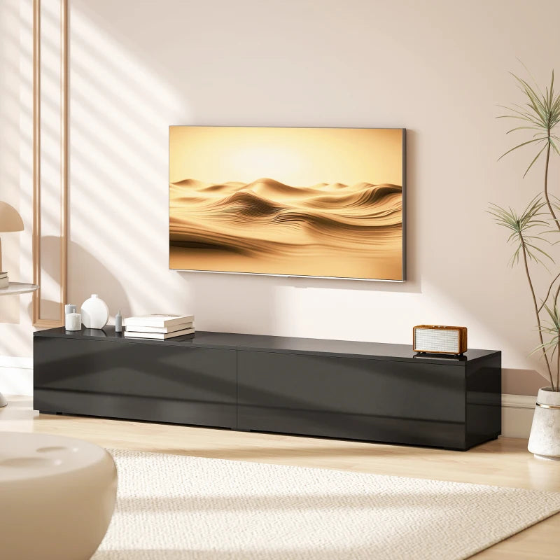 Floating TV Stand for TVs up to 75 Inch, High Gloss Black Entertainment Center