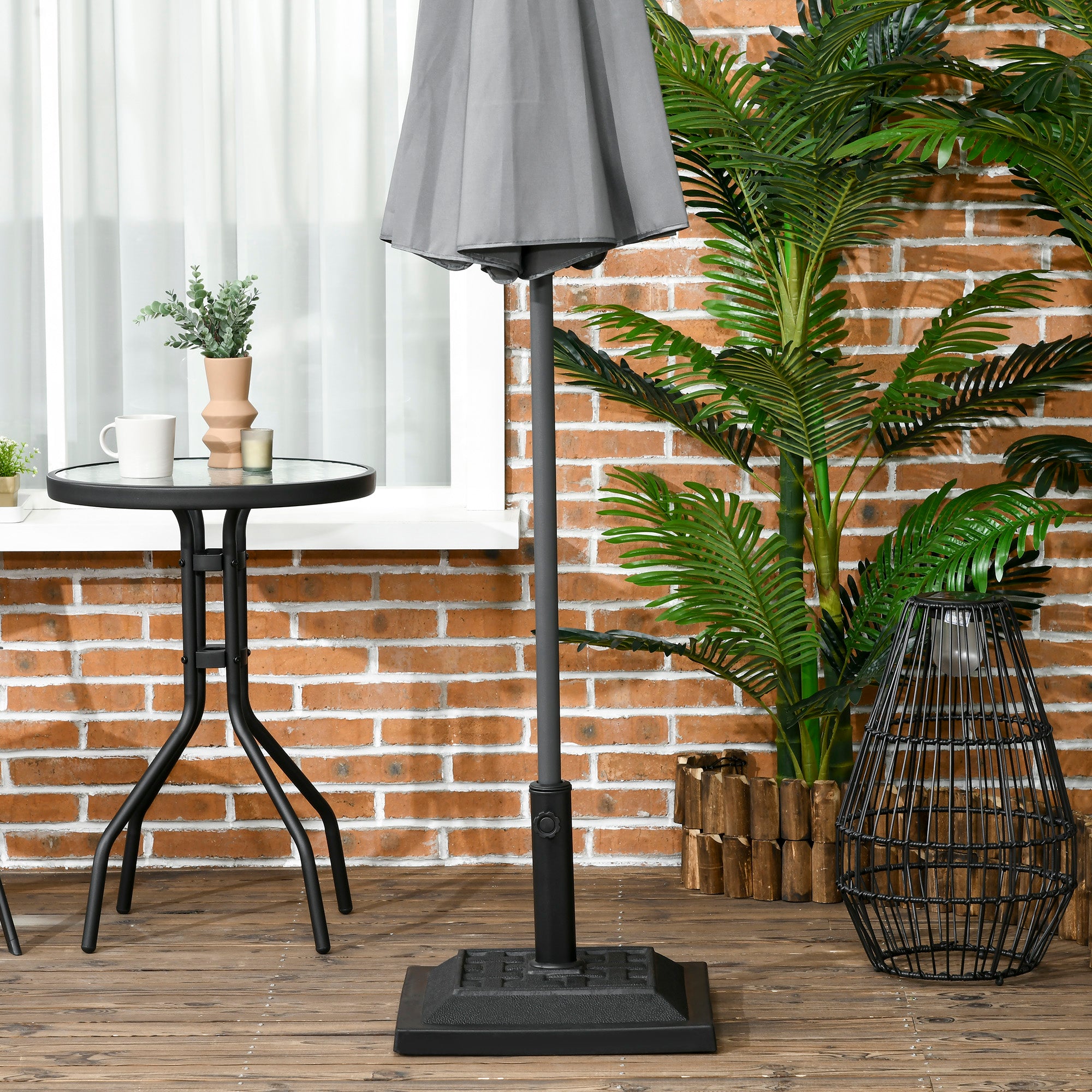 26 lb Heavy Duty Patio Umbrella Base, Square Resin Market Umbrella Stand for Outdoor, Garden, Backyard, Black