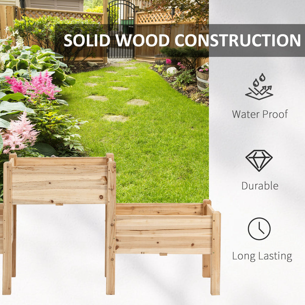 Freestanding Wooden Plant Stand, 3 Tier Raised Garden Bed for Vegetables, Herb and Flowers, Natural