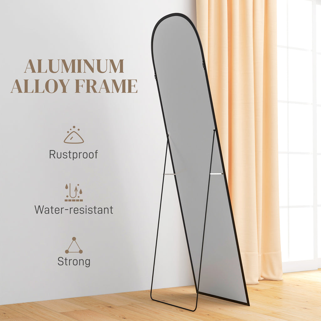 Arched Standing Mirror, 64" x 20" Full Length Mirror, Free Standing or Wall Mounted for Living Room, Bedroom, Black