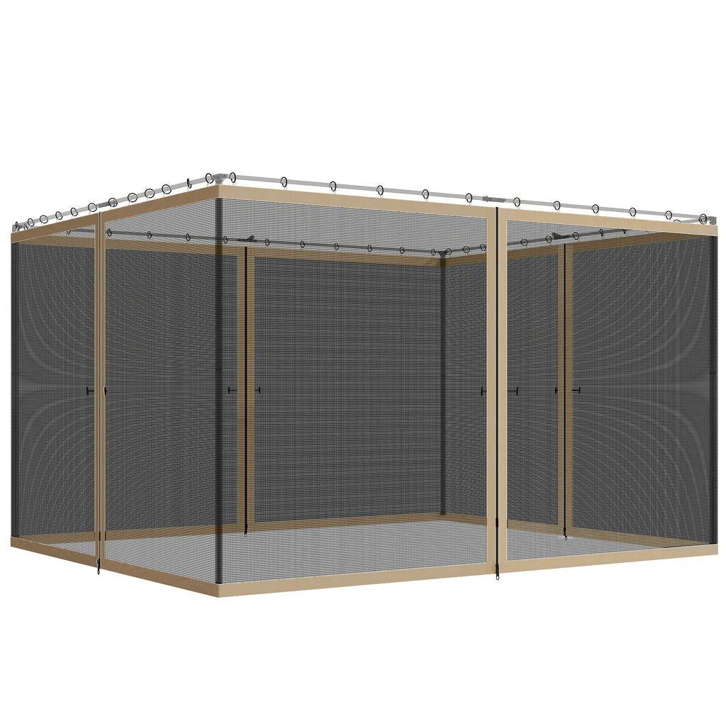 Replacement Mosquito Netting for Gazebo 10' x 13' Black Screen Walls for Canopy with Zippers, Khaki