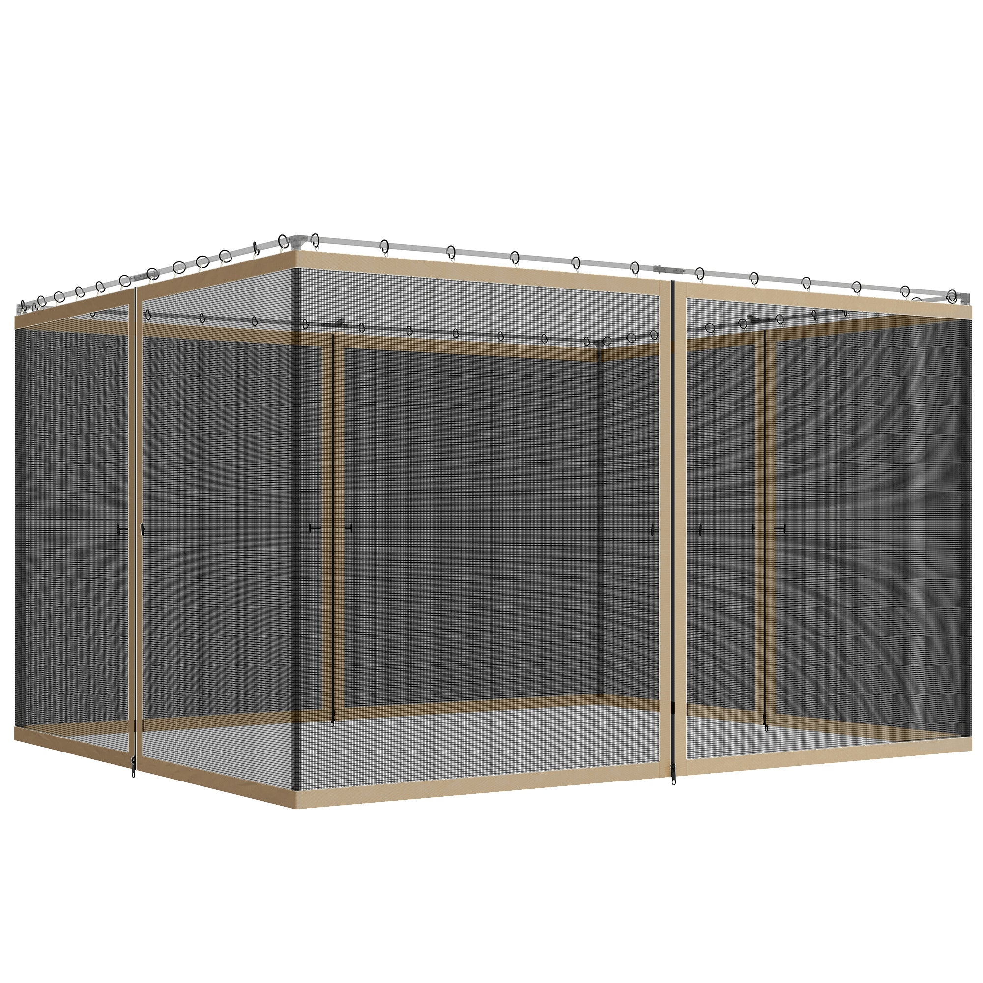 Replacement Mosquito Netting for Gazebo 10' x 13' Black Screen Walls for Canopy with Zippers, Khaki
