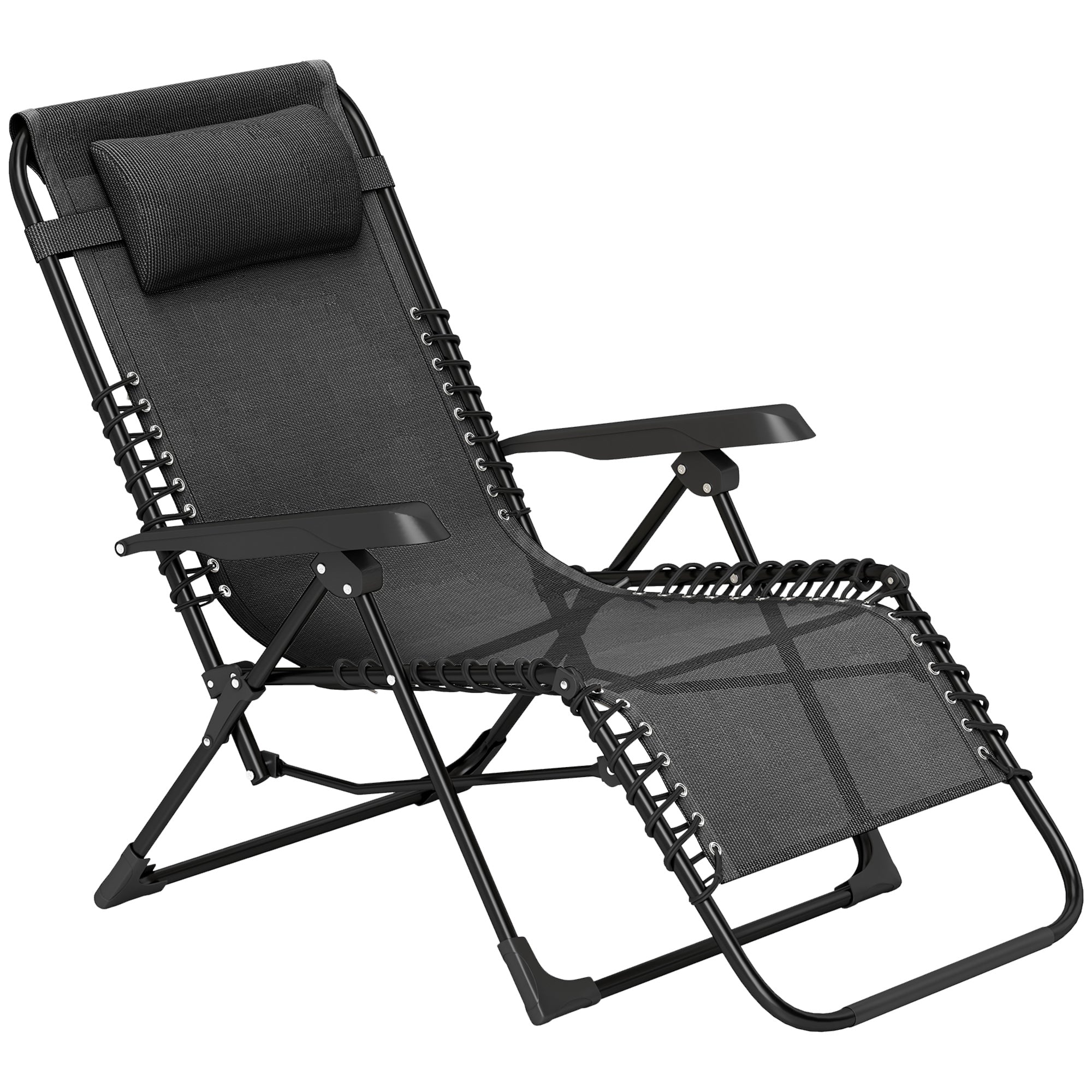 Folding Zero Gravity Chair, 5-Position Adjustable Outdoor Lounge Chair Recliner with Headrest, Black