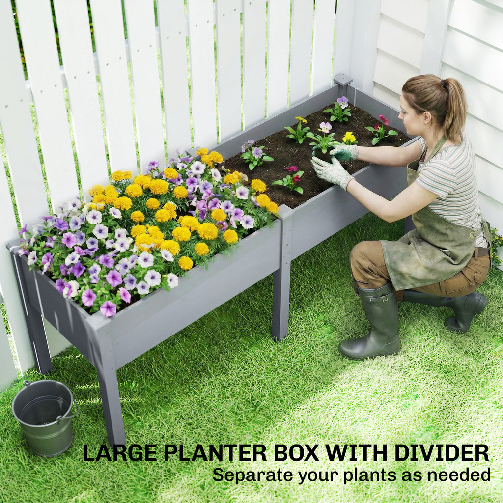 Wooden Raised Garden Bed with Legs, 72" x 23" x 30" Elevated Outdoor Planter Box with 6 Drainage Holes