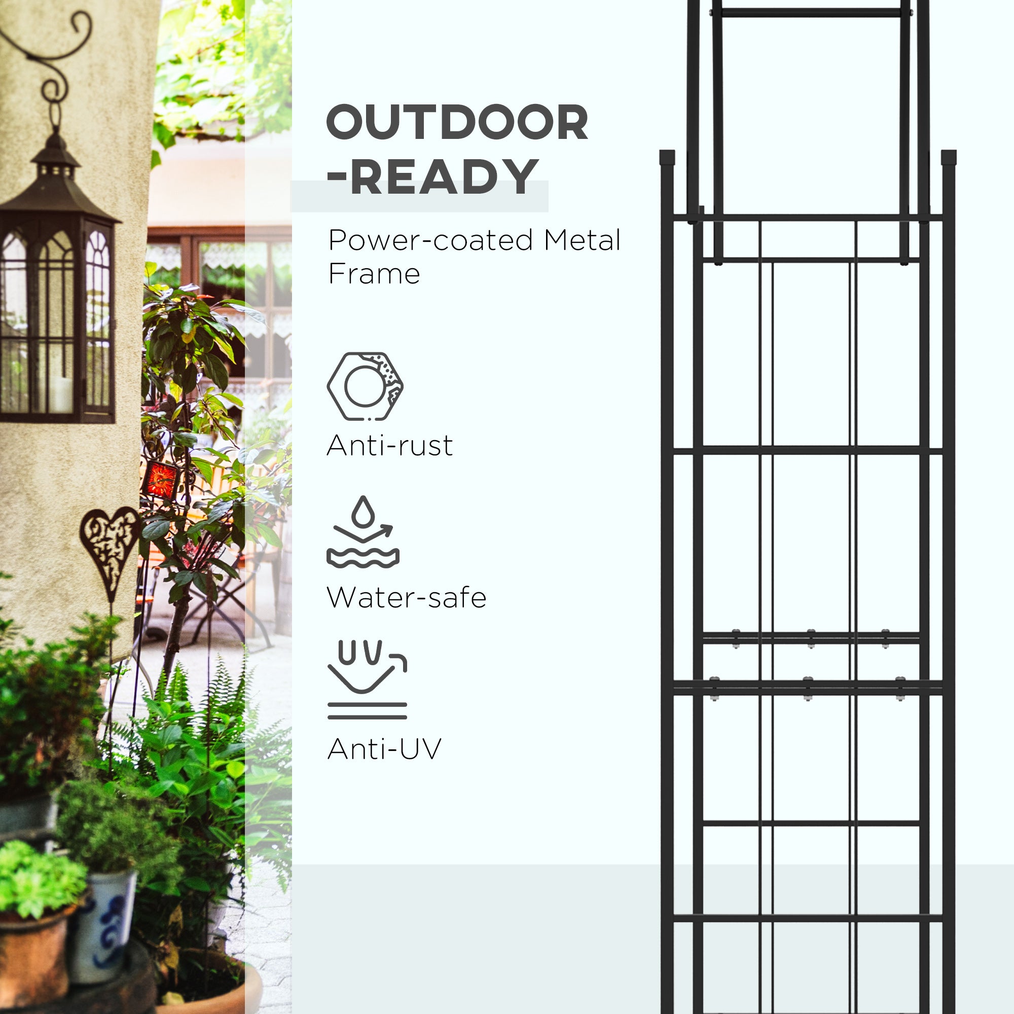 7FT Garden Arch Trellis, Outdoor Wedding Arbor for Ceremony for Climbing Roses, Vines and Plants