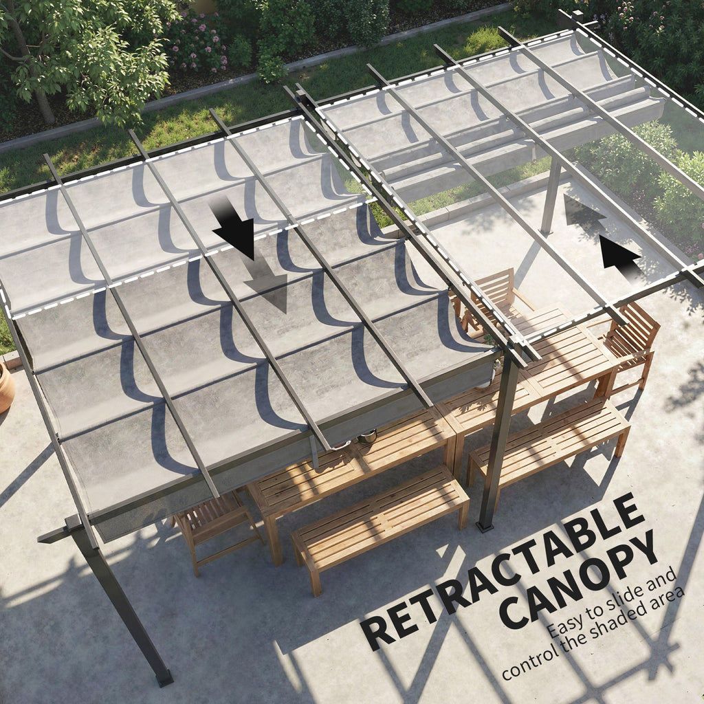 11.7' x 19.6' Retractable Pergola Canopy, Aluminum Pergola for Grill, Patio, Garden, Deck