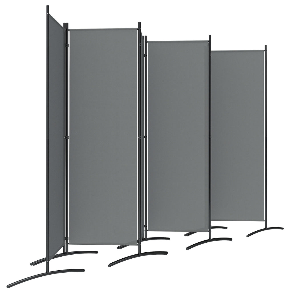 6 Panel Folding Outdoor Privacy Screen with Stable Base, 5.7FT Tall Room Divider with UV30+ Protection, Grey