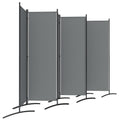 6 Panel Folding Outdoor Privacy Screen with Stable Base, 5.7FT Tall Room Divider with UV30+ Protection, Grey