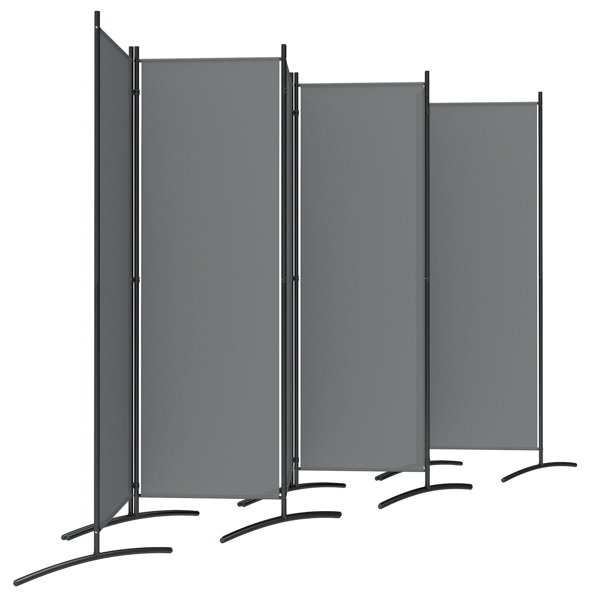 6 Panel Folding Outdoor Privacy Screen with Stable Base, 5.7FT Tall Room Divider with UV30+ Protection, Grey