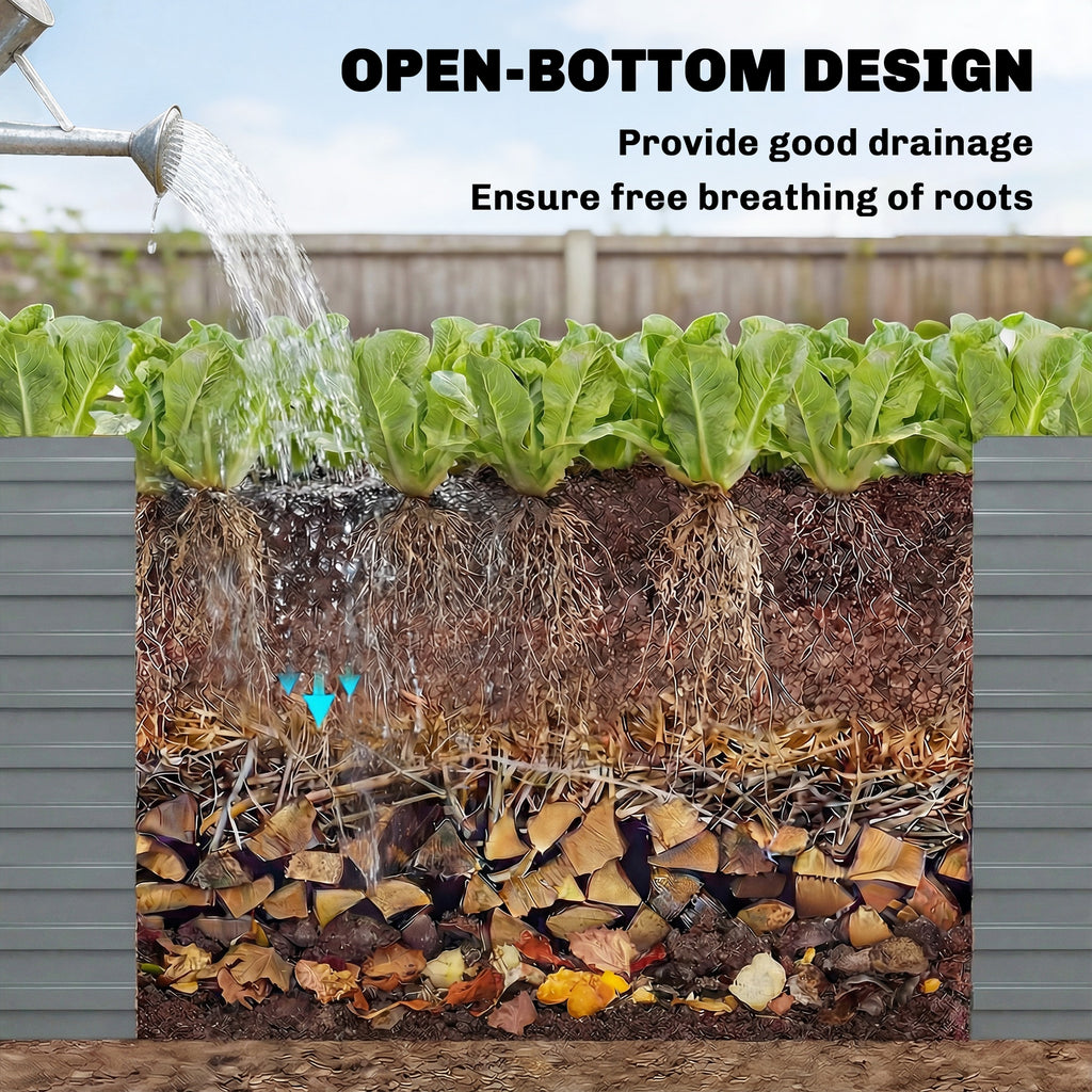 8' x 4' x 2' Raised Garden Bed, Galvanized Planter Box for Growing Flowers, Herbs and Vegetables, Light Grey