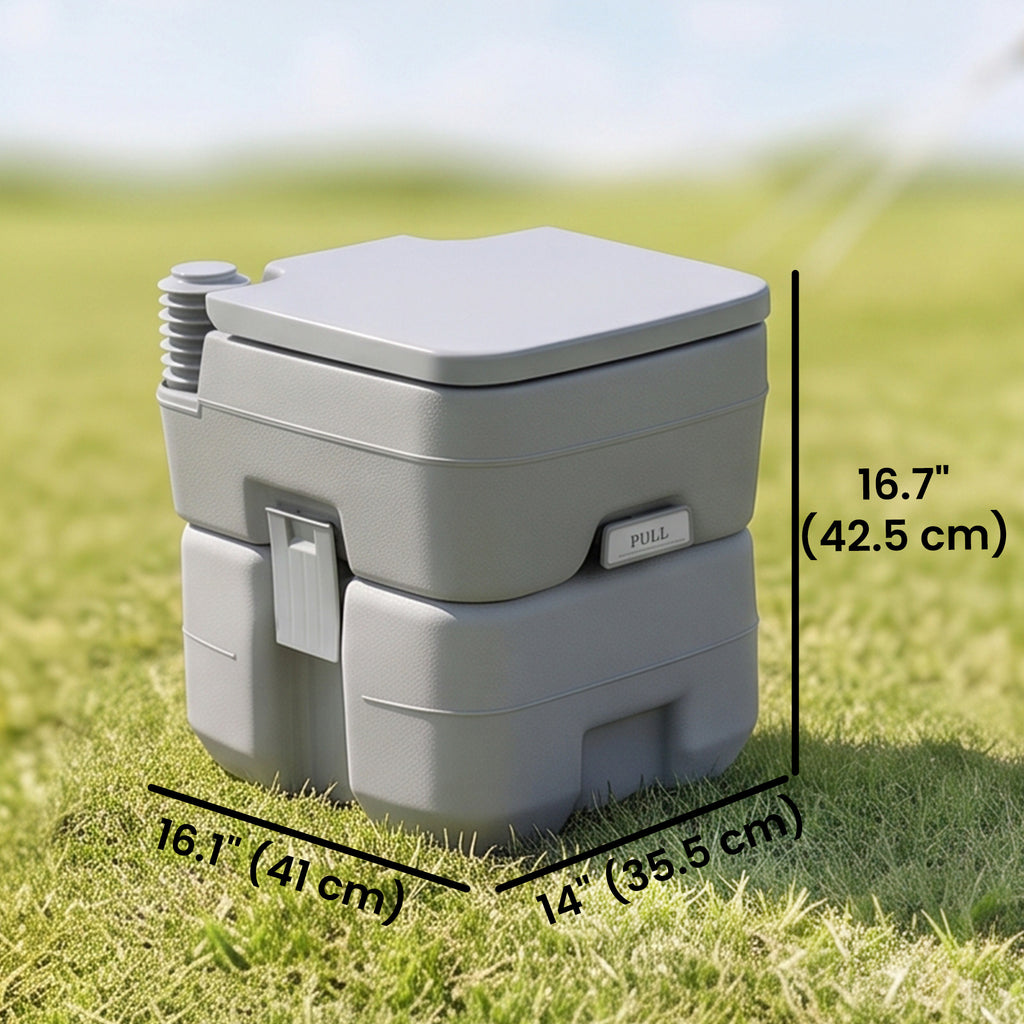 Portable Toilet for Adults, Travel Toilet with 2 Detachable Tanks, Camping Toilet for Trips, 5.3 Gallon (20L), Grey