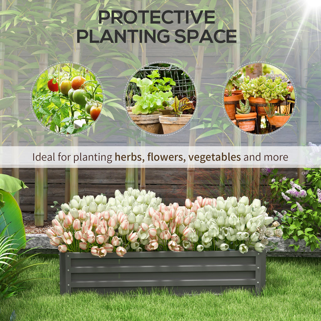 Galvanized Raised Garden Bed, Outdoor Planter Box for Vegetables, Flowers, Herbs, 4' x 2' x 1', Light Grey
