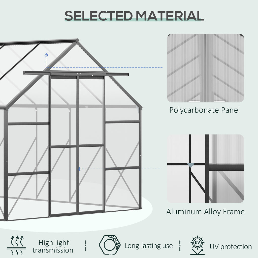 20' x 8' x 6.9' Walk-in Greenhouse with Adjustable Roof Vent, Rain Gutter and Sliding Door for Winter, Large Aluminum Greenhouse, Clear