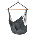 Hammock Chair Swing Hanging Macrame Chair Cotton w/ Two Soft Seat Cushions, for Bedroom Indoor Outdoor Ideal Gift for Kids Lover Birthday Present, Dark Grey