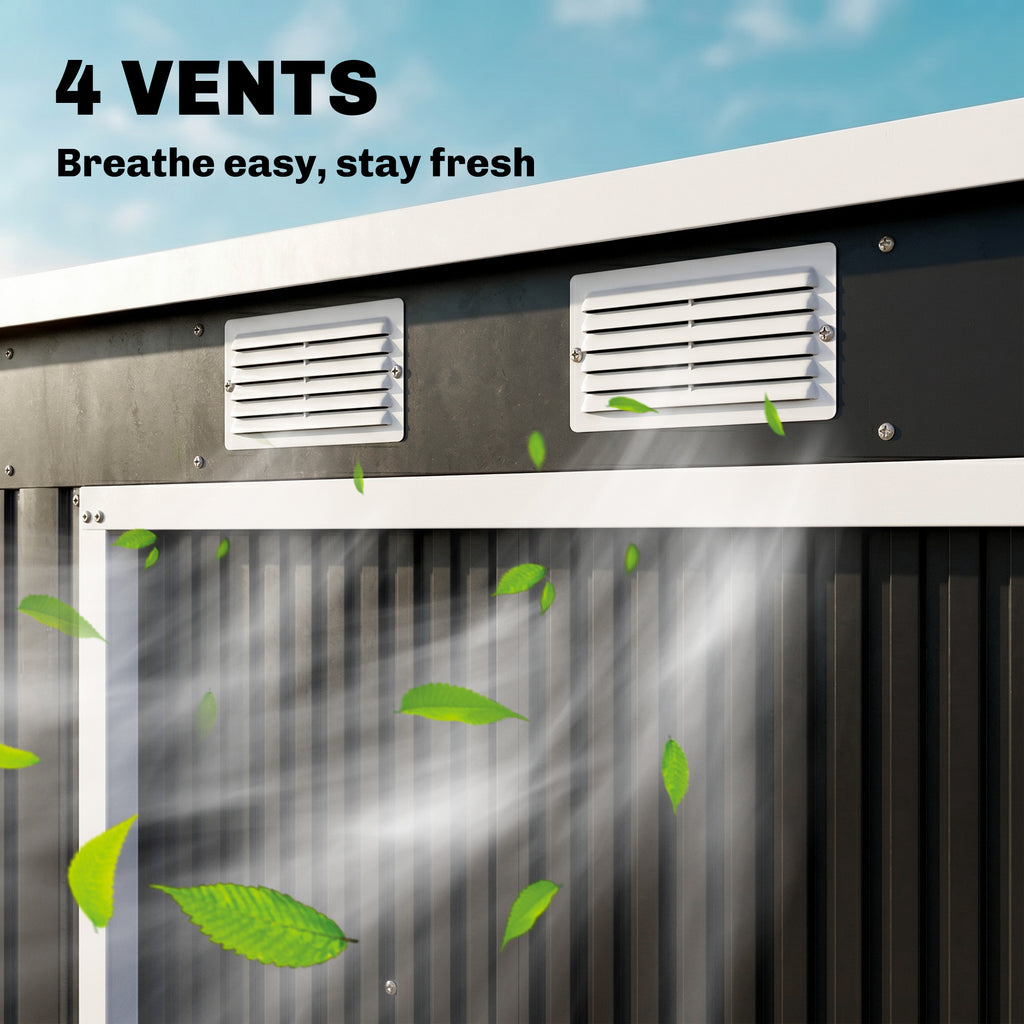 7 x 4ft Galvanised Steel Garden Shed, with Foundation Kit - Dark Grey