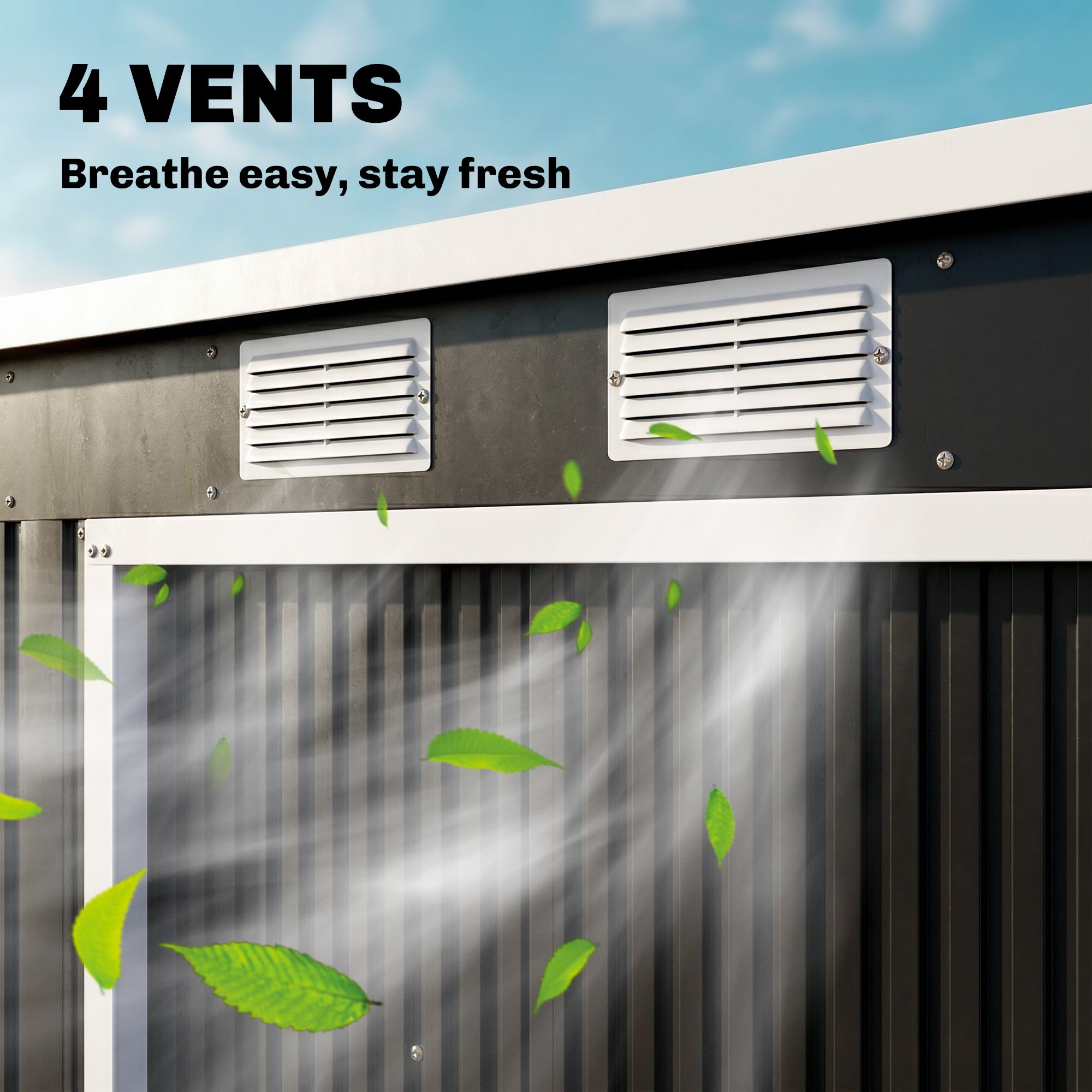 7 x 4ft Galvanised Steel Garden Shed, with Foundation Kit - Dark Grey