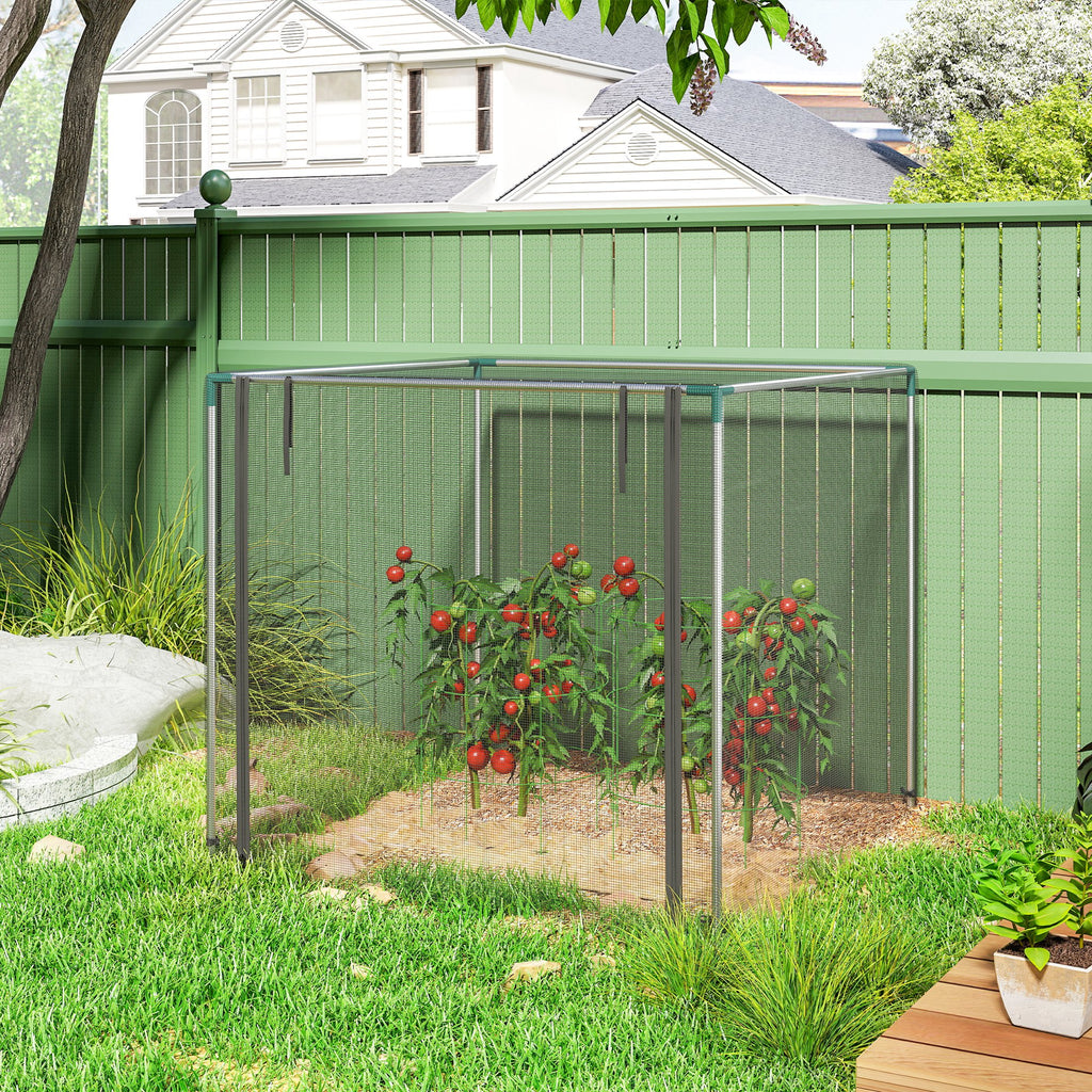 Galvanized Steel Crop Cage, Plant Protection Tent with Zippered Door, 4' x 4', Black