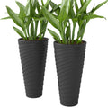 29" Tall Planters Set of 2, Indoor Outdoor Stackable Taper Planters with Drainage Holes, Black
