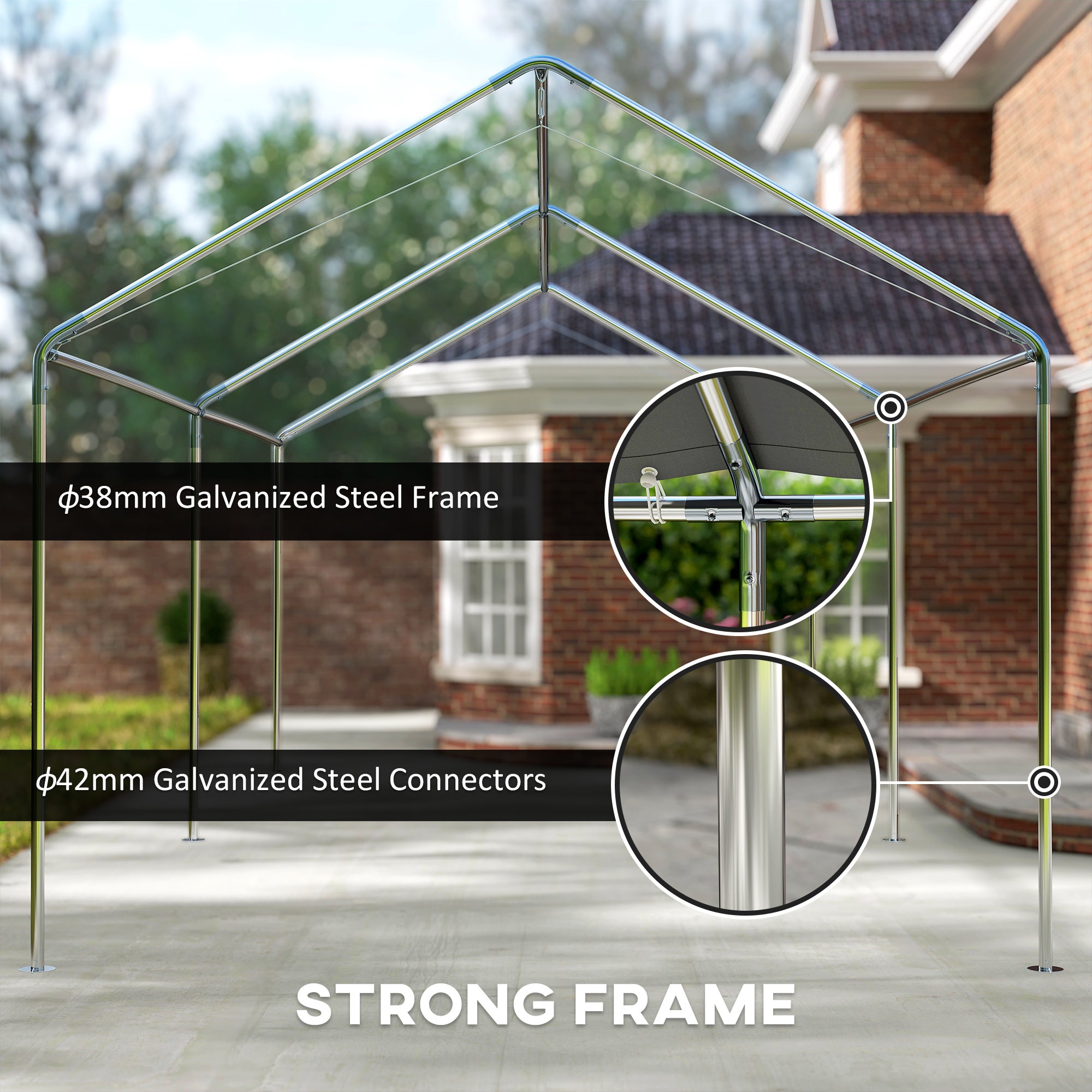 10' x 20' Carport Heavy Duty Galvanized Car Canopy with Included Anchor Kit, 3 Reinforced Steel Cables, White