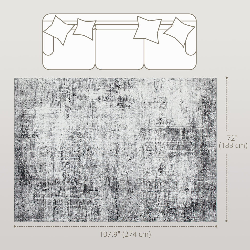 Area Rug for Living Room 6x9, Modern Abstract Machine Washable Rug, Non-Slip Carpet for Bedroom, Dining Room, Grey