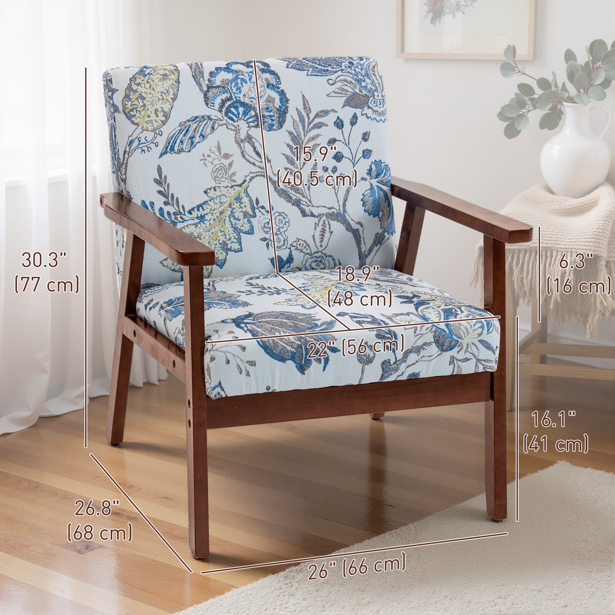 2 PCS Modern Accent Chairs with Cushioned Seat, Upholstered Linen-Feel Armchair for Bedroom, Living Room, Multicolored