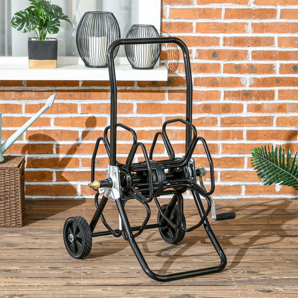 98 ft of 5/8" Hose Reel Cart (Hose Not Included), Garden Water Hose Carts with Wheels for Yard, Lawn, Black