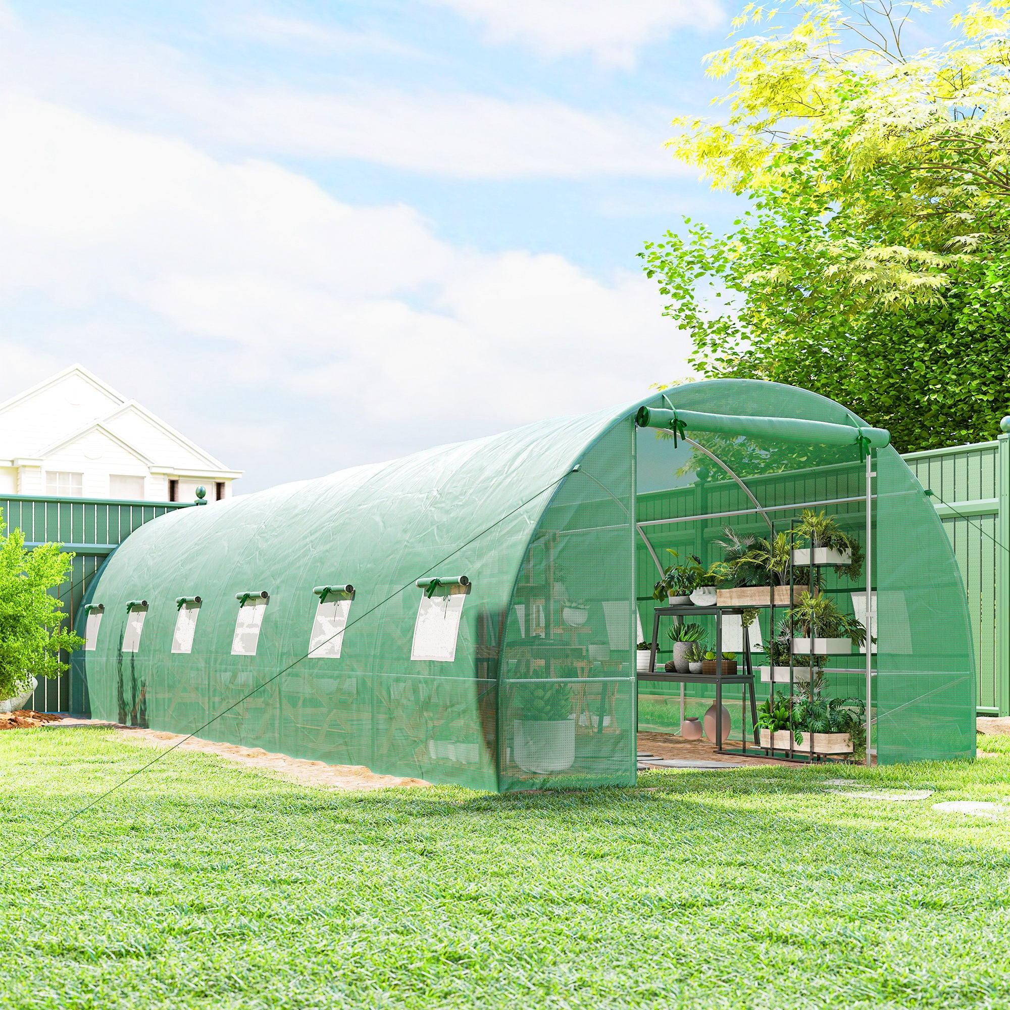 26' x 10' x 6.6' Large Walk in Tunnel Greenhouse Garden Plant Seed Green House Premium Steel Frame