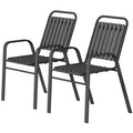 Stackable Outdoor Dining Chairs Set of 2, for Patio, Balcony, Deck, Garden, Black