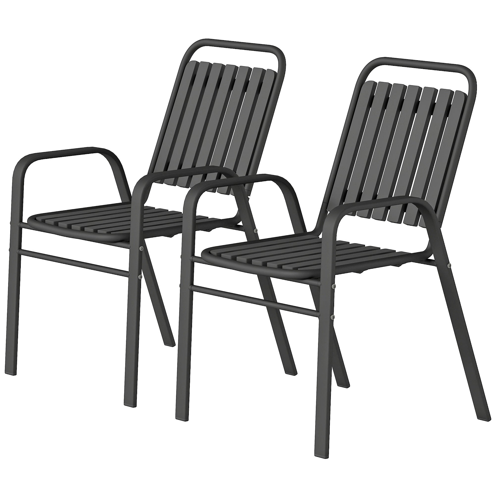 Stackable Outdoor Dining Chairs Set of 2, for Patio, Balcony, Deck, Garden, Black