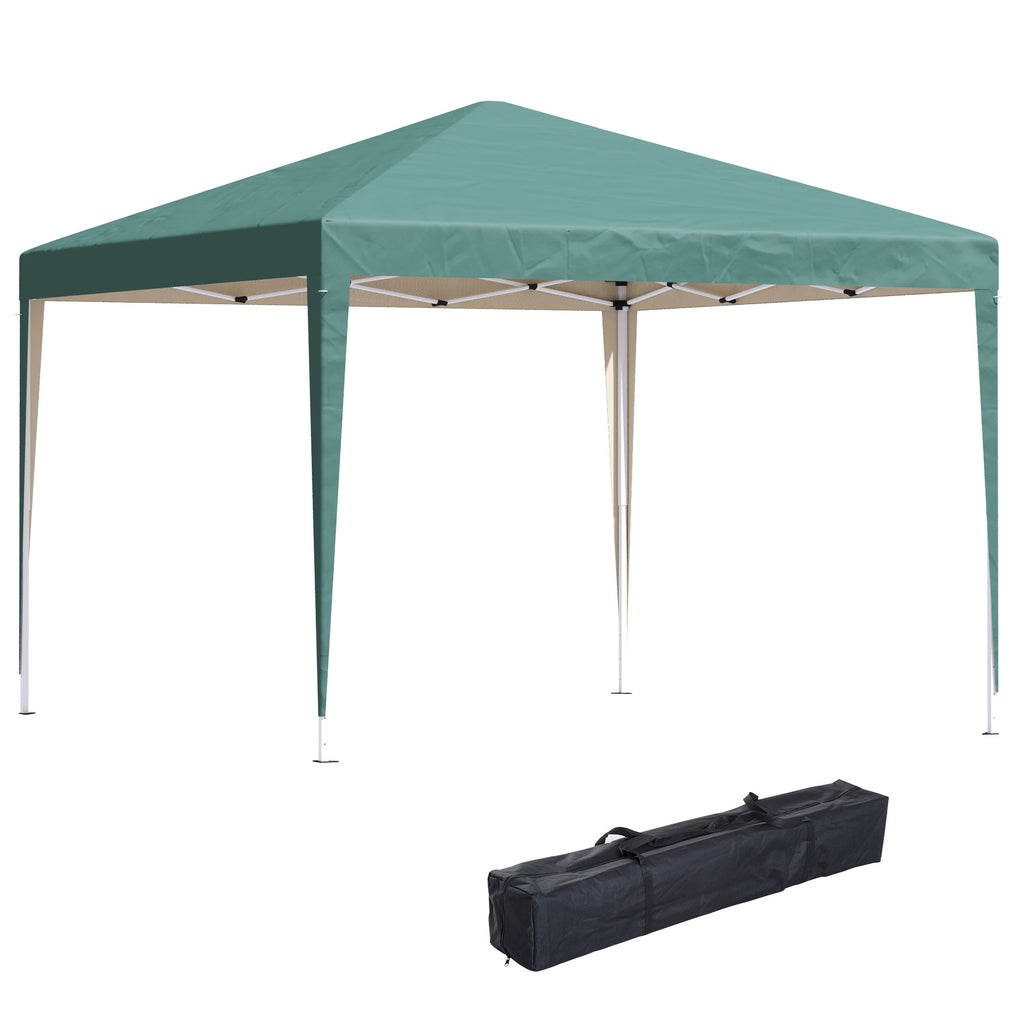 10 x 10ft Folding Pop Up Tent Outdoor Gazebo Canopy with Carrying Bag, Dark Green