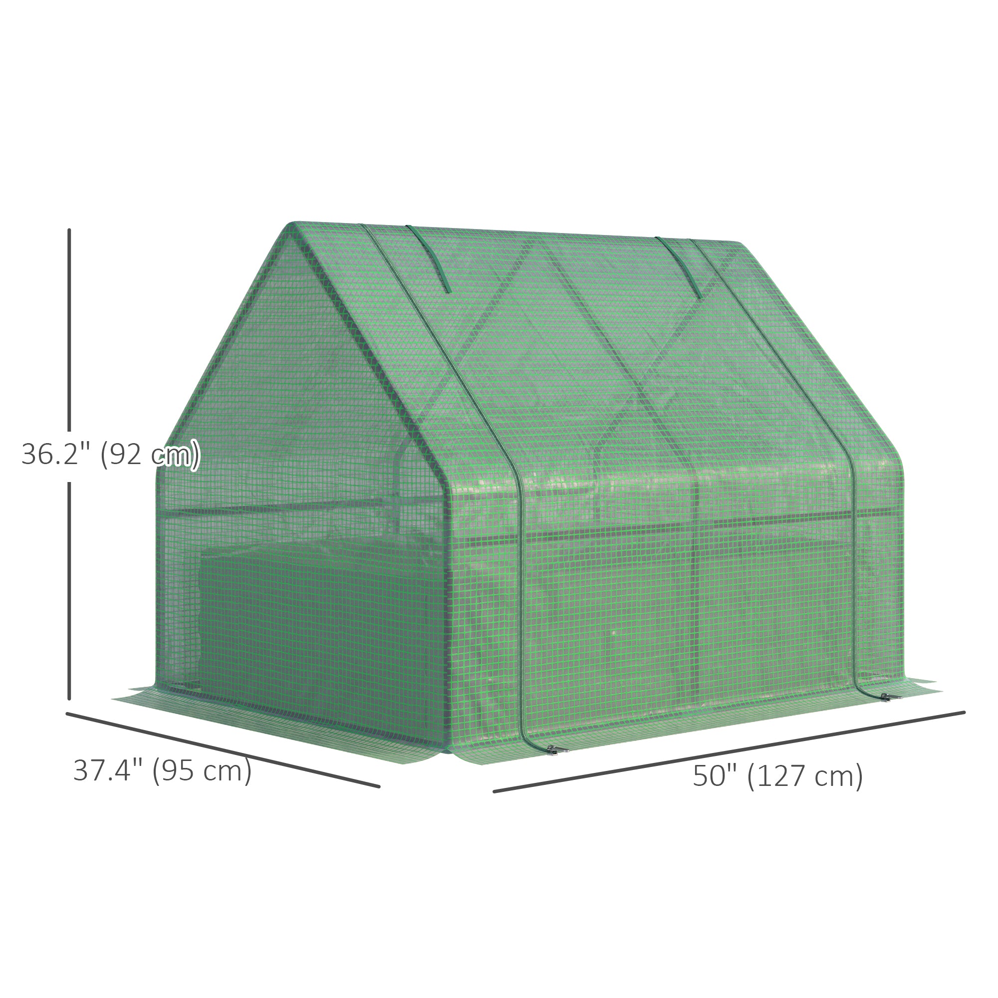 Steel Outdoor Raised Garden Bed with Greenhouse,Cover, Roll Up Door, Dual Use, 50"x37.4"x36.2", Green