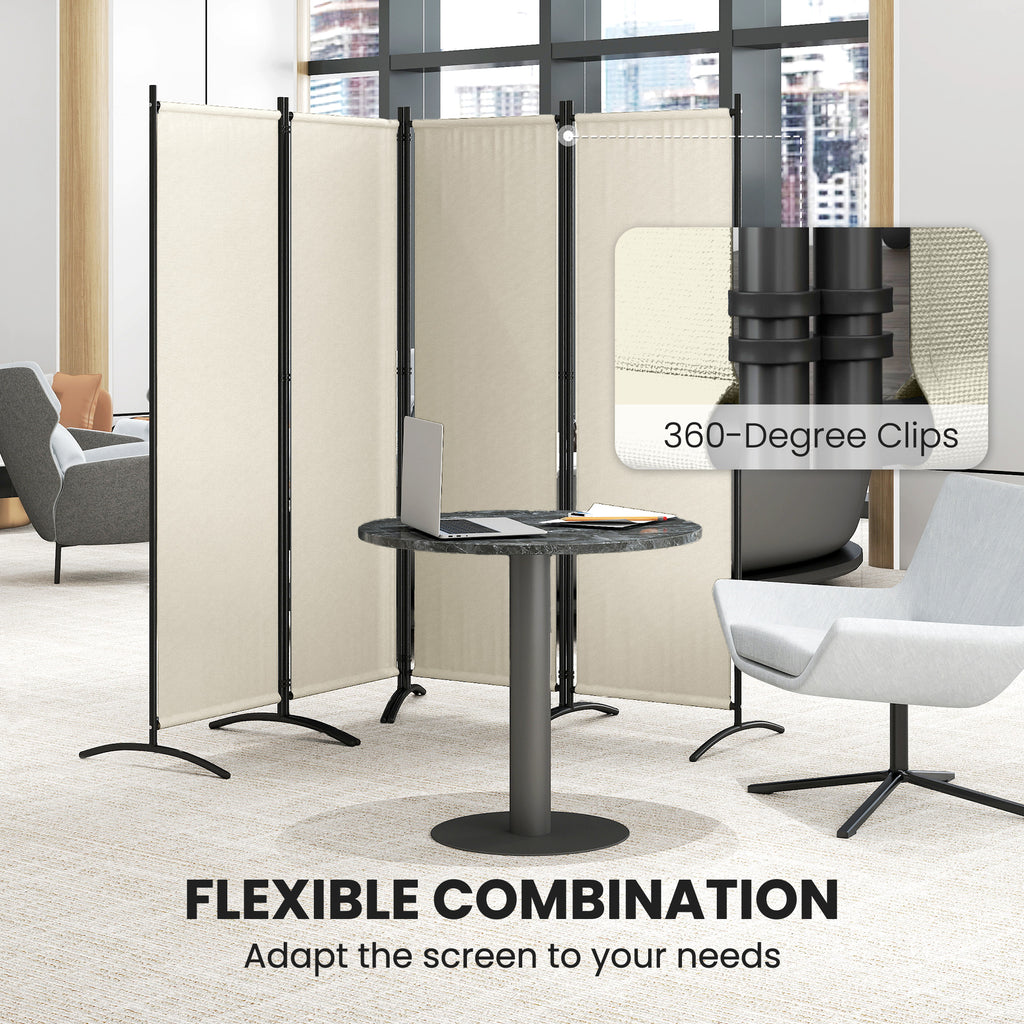 Folding Room Divider, Privacy Screen for Home Office Bedroom, 5.6FT Tall, Cream White