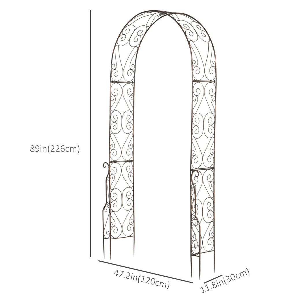 7.5ft Garden Metal Arch Outdoor Walkway Arbor for Decorative Climbing Vine Plants Party Wedding Ceremony Decoration Accessories Black