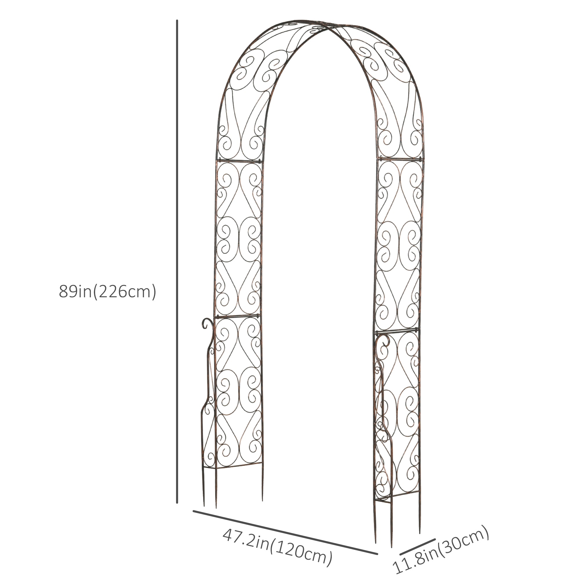7.5ft Garden Metal Arch Outdoor Walkway Arbor for Decorative Climbing Vine Plants Party Wedding Ceremony Decoration Accessories Black