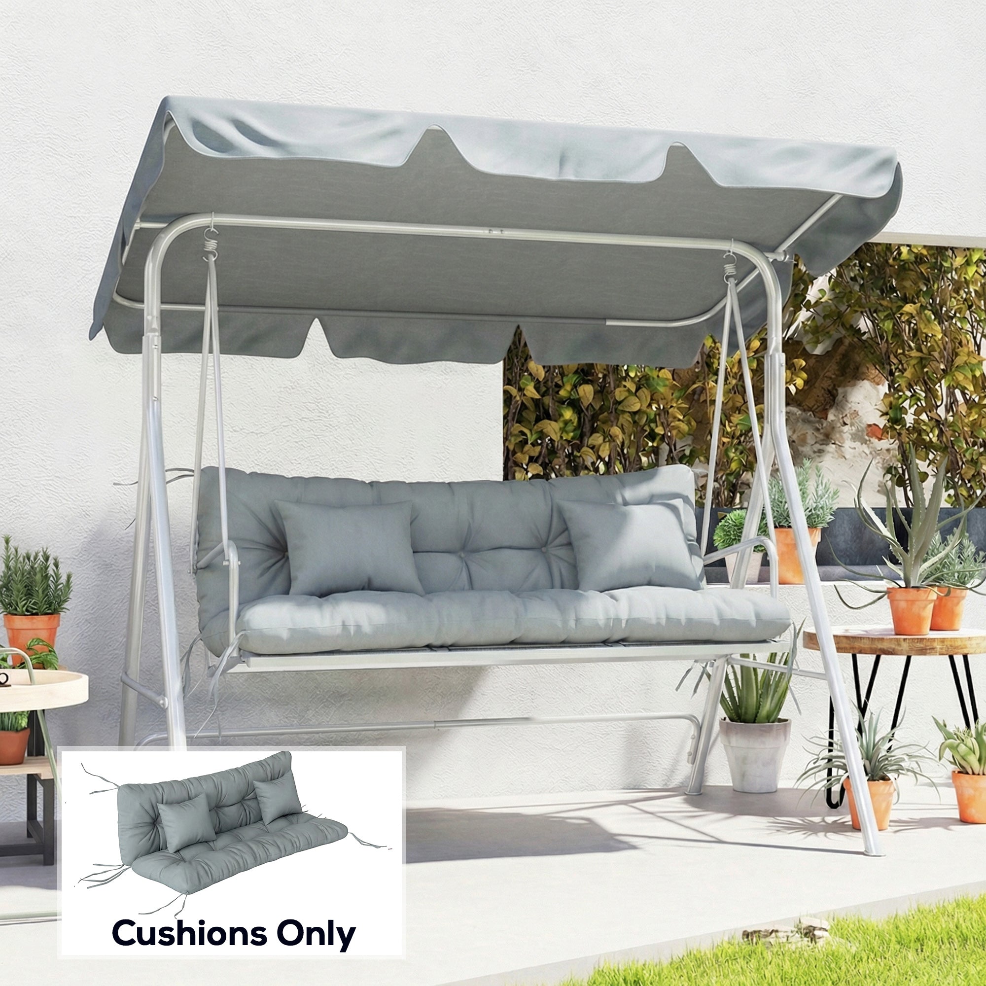 4-Piece Back and Seat Cushion Pillows Replacement and Pillows, Patio Chair Cushions Set with Ties, Light Grey