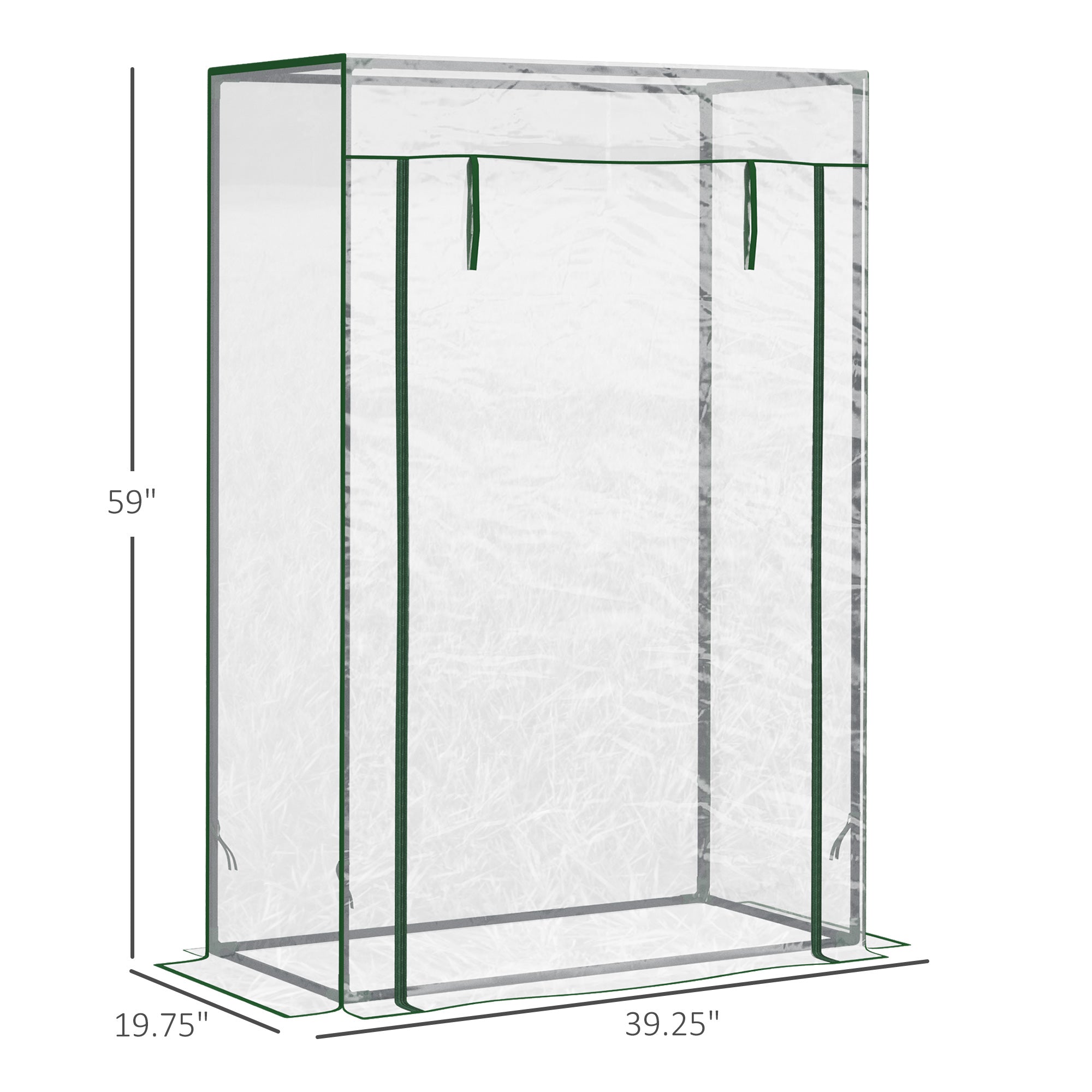 40"L x 20"W x 59"H Walk-in Garden Greenhouse with Steel Frame Outdoor Hot House Tomato Plant Warm House w/ Roll up Door, Plastic Cover, Clear