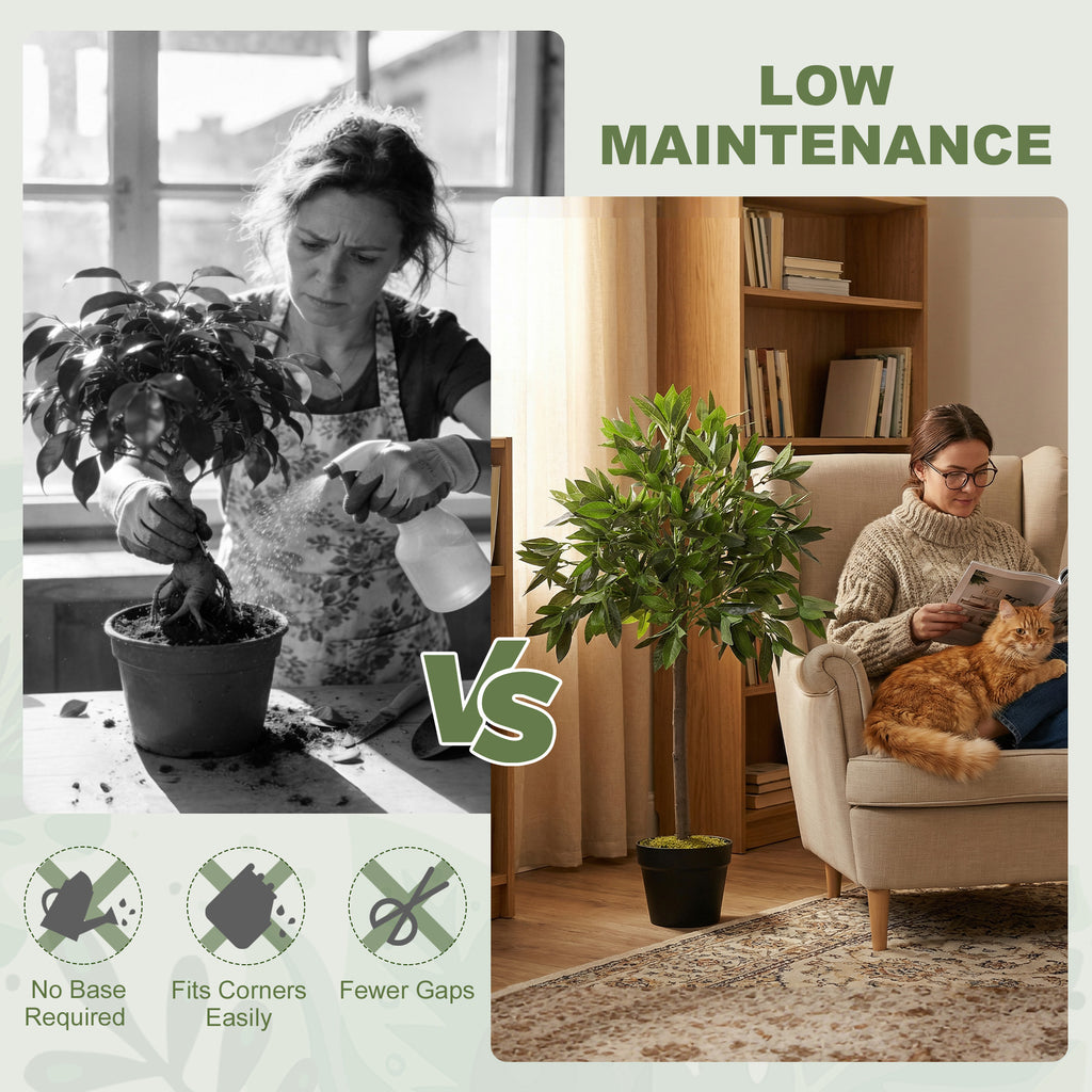 3FT Artificial Laurel Tree Set of 2, Lifelike Fake Plant with 564 Leaves, Potted Fake Plant for Home Office Decor, Green