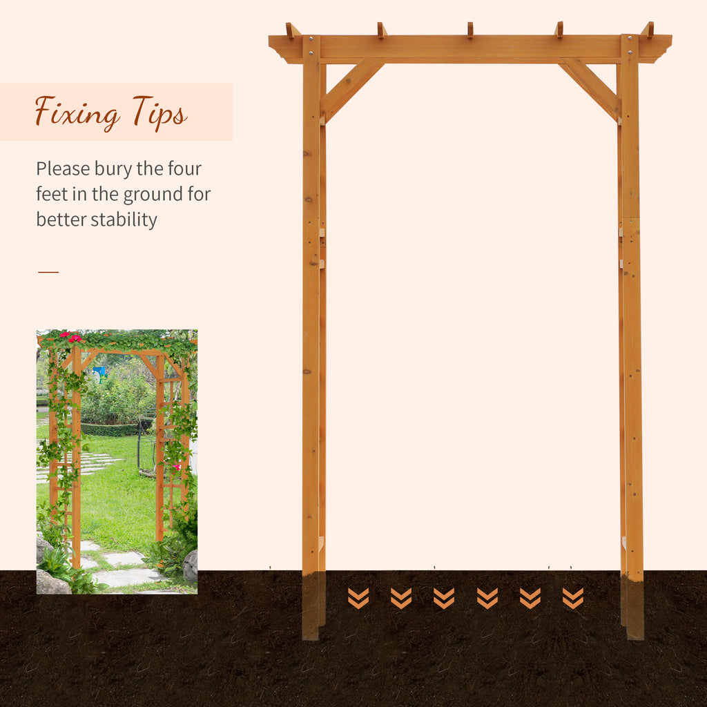85" Wooden Outdoor Garden Arbour, Garden Arch Trellis for Climbing Vines  for Wedding and Ceremony - Orange