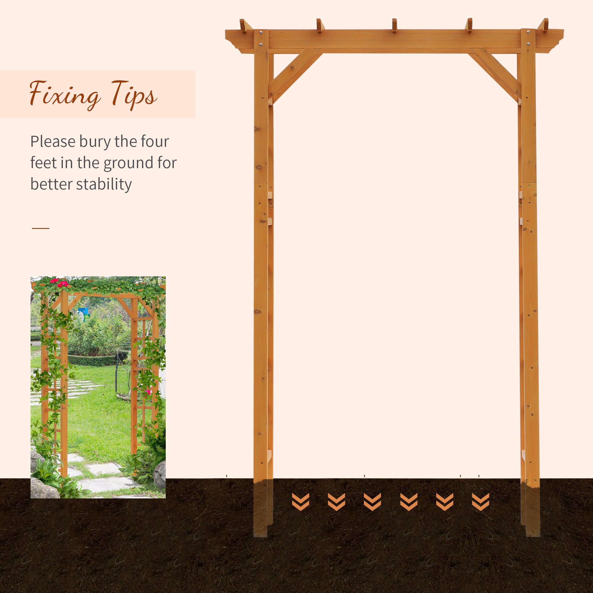 85" Wooden Outdoor Garden Arbour, Garden Arch Trellis for Climbing Vines  for Wedding and Ceremony - Orange