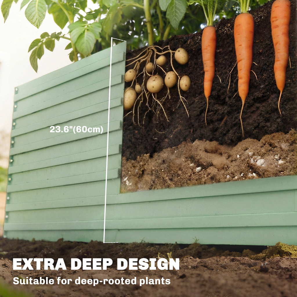 8' x 4' x 2' Raised Garden Bed, Galvanized Planter Box for Growing Flowers, Herbs and Vegetables, Light Green