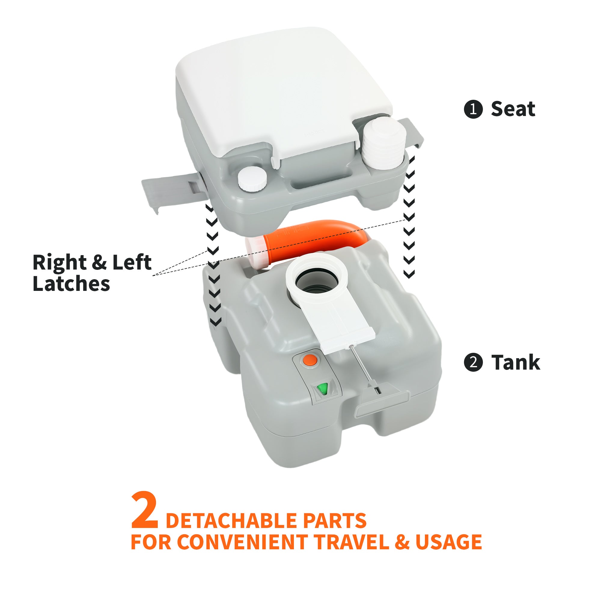 Outdoor Portable Travel Toilet Flushable Tank with Level Indicator  3 Way Pistol for Camping Boating Roadtripping 5.3 Gallon (20L)