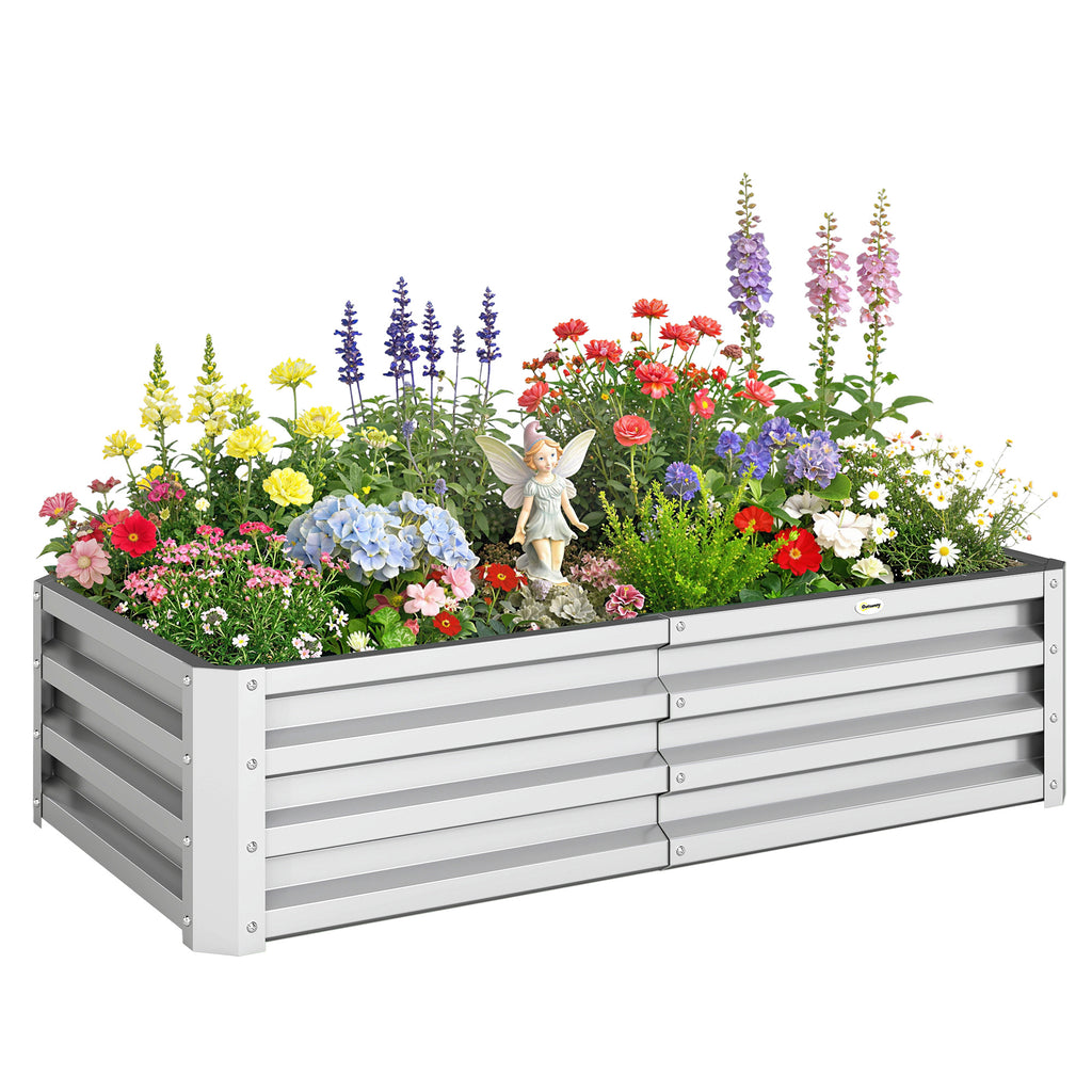 Galvanized Raised Garden Bed, Outdoor Planter Box for Vegetables, Flowers, Herbs, 4' x 2' x 1', Silver