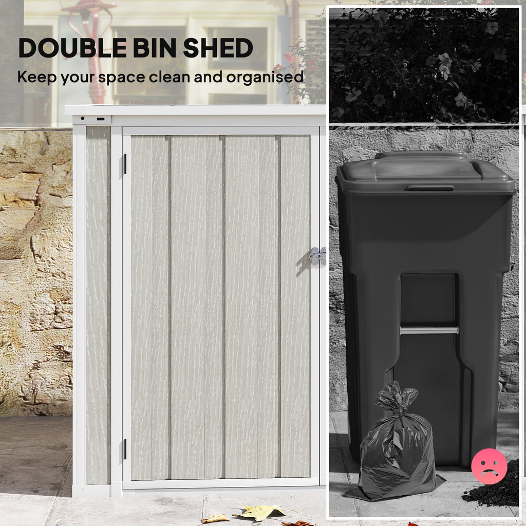 41 Cu. Ft. Outdoor Storage Shed, Outdoor Horizontal Trash Can Storage with Chain Lid, Lockable Storage Box, Light Grey